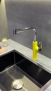LDIES Pull Out Kitchen Faucet Single Lever Brass Rotation Hot and Cold Pink Chrome Water Saving Decked Sink Mixer Tap New Fashion 8Z1B6