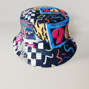 Y2K  Vintage Bucket Hat Summer Cotton Printing 80s 90s Women Men Fisherman Hat Outdoor Fashion Sun Hat