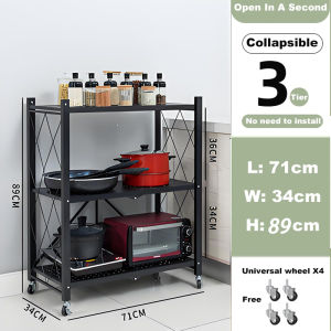 Rak Dapur Lipat Serbaguna /Rak Penyimpanan Susun Multi-fungsi/Rak Besi Susun 5 Tingkat /Tanpa Instalasi