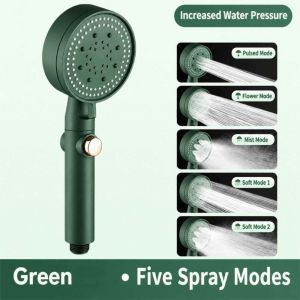 TRYANY Water Saving Shower Booster Spray Head with Five Adjustable Modes Easy Installation Pressurized Shower Head All-purpose Durable Water Heater Rain Shower Head Bathroom