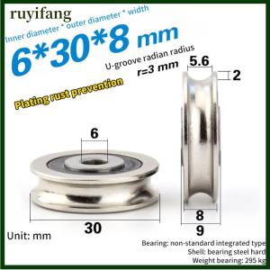 ruyifang 6x30x8มิลลิเมตรลวดสลิงที่มีคุณภาพสูงลูกรอกสำหรับประตูหน้าต่างบานเลื่อนลูกกลิ้งรอกสแตนเลส