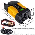 Modified sine wave high-frequency 4000W/6000W peak inverter DC 12V to AC 220V converter car power charger inverter, with 2.1A dual USB ports Battery ys clip LED display screen. 