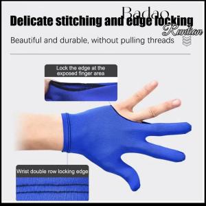 Badao ถุงมือบิลเลียดสามนิ้วแบบเต็มนิ้วสำหรับเล่นสนุ๊กเกอร์พูลและคิวสำหรับมือซ้ายถุงมือบิลเลียดไลคร่า