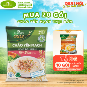 Combo 20 gói Cháo Yến mạch Thịt bằm 40g - Tặng kèm combo 10 Gói cháo Yến mạch Gà Đông trùng hạ thảo