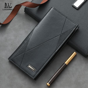 LouisWill Mens Long Wallet Soft PU Embossed Line Ultra-thin Wallet Multi-Functional Large Capacity Purse Multi-Card Position ID Credit Cards Holders Coins Pouch Casual Long Coin Purse