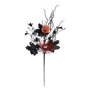 PHANT Gothic Style Halloween Eyeball Pumpkin Branch Spooky Pumpkin Eyeball Maple Leaf Floral Stems Eyeball Maple Leaves Realistic Faux Fall Leaves Home Indoor