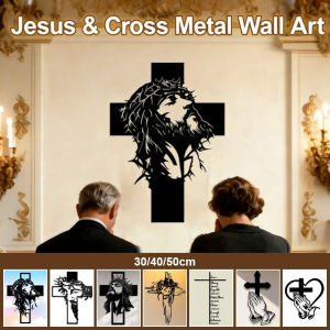 Official Authentic⚡Peace And Prosperity⚡ Jesus Cross Metal Wall Decor / Adds A Religious And Zen-like Atmosphere To Public Areas / Highlights The Creation Of A Religious Atmosphere / Living Room Wall Decoration / Faith Brings Good Fortune
