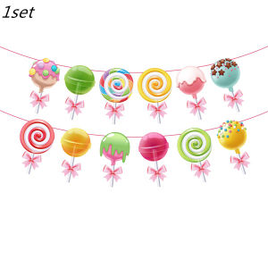 Sweet Lollipop Theme Tableware Sets Disposable Candy Plates Cups Tablecloth Girls Birthday Party Decorations Kids Baby Shower