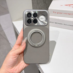 For POCO F9 Ultra Case Fashion TPU+PU Soft Edge Metal stand Protective Back Cover For POCO F9 Pro Phone Shell Funda
