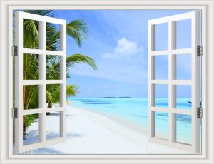 TRANH DÁN TƯỜNG 3D CỬA SỔ KT 1M2*1M2