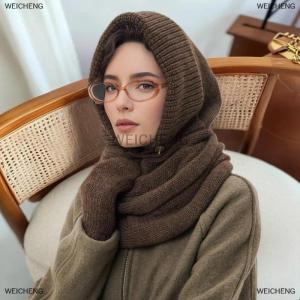 [COD] WEICHENG Fashion Solid Color Casual Knitted Beanies Cap Women Winter Neck Collar Scarf Balaclava Outdoor Cold Proof Beanie Hats Gifts