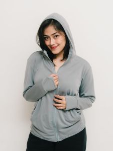 GRAFFITY Jaket Olahraga Pria Wanita Jaket Mesh Hoodie UV Protection Running Dry Fit Bahan Cepat Kering