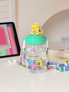 Cute Kids Water Cup 510ML BPA-Free Leakproof Tumbler with Straw Available In Pink White Green