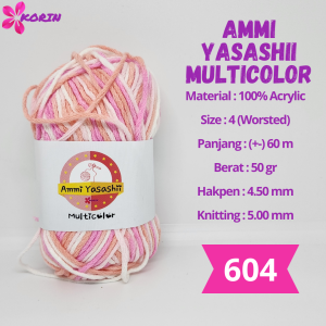 Benang Rajut Yasashii Multicolor Korin 6 Ply 50gr / Benang Sembur Acrylic / 6 Ply Akrilik