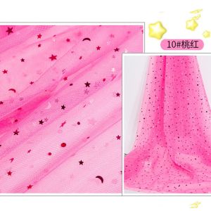 45X135เซนติเมตรเลื่อมOrganzaผ้าดาวพิมพ์จักรเย็บผ้าคริสต์มาสอุปกรณ์ตกแต่งวัสดุ