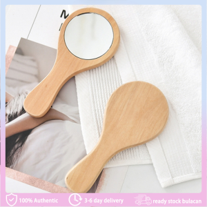 1pcs Travel Mini Portable Mirror Carry-On Makeup Mirror Wooden Hand Mirror Without Carving Cosmetic Tools