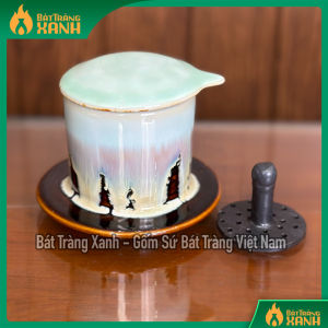 Lẻ Phin/Ly Đĩa Cà Phê Men Hỏa Biến Gốm Sứ Bát Tràng 150ml Thủ Công - Ly coffee Phin - Phin lọc cafe gốm sứ Bát Tràng