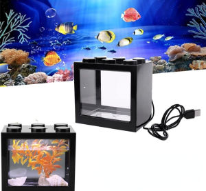Fish Tank Desktop Mini Aquarium Fish Box Table Decoration Ocean Micro-Landscape Box Betta Tank Aquarium For Small Betta Fish Shrimp Moss Balls Or Insects Terrarium Decoration Ocean Micro-Landscape Box