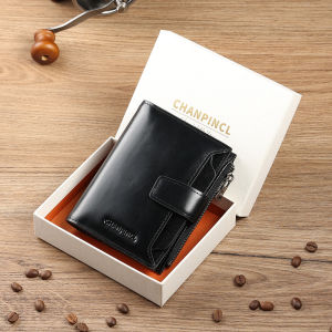 【Genuine Cowhide Leather & 16 Card Slots】CHANPINCL Brand Luxury Hot Sale Mens Wallet Original Genuine Leather Short Purse Vertical Drivers License First Layer Cowhide Multi-Function Card Bag Clip