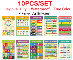 【Hot sale】16Pcs/10Pcs Children Posters Decorative Painting Educational Toys Kids Posters Learning Poster Preschool Various Knowledge