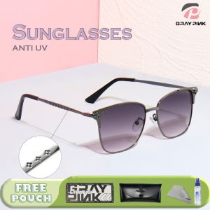 GENTLE FAWN Kacamata Hitam Sunglasses Terbaru Anti UV Semi Cat eye Oversize TR90 Metal Fashion Pria SA-8503