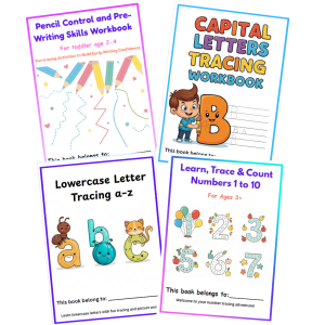 LearnBuddy 4-in-1 My First Tracing Practice Bundle Set Alphabet Numbers Prewriting Worksheet kids Age 2-6