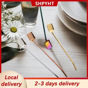 [COD] SHPYHT Local delivery Ship within 24 hours Stainless Steel Mix Drinking Spoon Straws Creative Ice Cream Kitchen Utensil Barware Shovel Spoon Shaped Straws