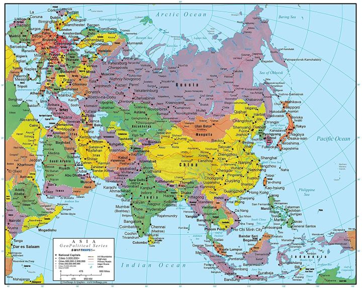 Asia Wall Map GeoPolitical Edition x Laminated | Lazada