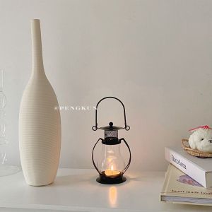 ins style simple retro wrought iron candle holder small lantern home decoration kerosene lamp candle holder