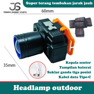 JS Headlamp senter kepala cahaya lampu senter super terang