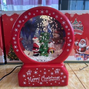 Christmas Snow Led Light With 8 Music Cute Santa Claus Snowman Christmas Tree Faux Decorative Perfect for Gift
