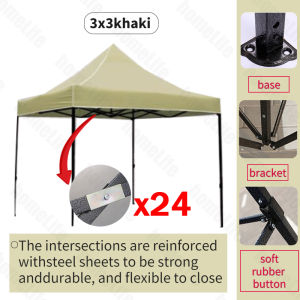 3x4.5 Khaki Outdoor Tent Heavy Duty WaterProof Canopy Adjustable Height Folding Retractable Tent with Cover