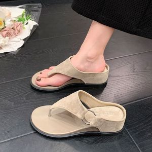 Free Shipping WomenS Summer Outdoor Slippers 2026 New Korean Style Flip-Flops With Thick Soles And Internal Height Increase Beach Sandals For Women