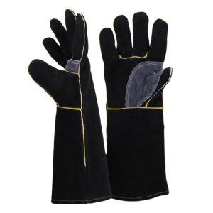 SIDSI High Temperature Resistance Heat Resistant Gloves 14/16 Inch Leather Safety Gloves Rescuers Gear Heat Insulation Work Gloves Fireplace
