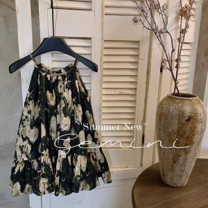 Unlimited X Little Girl Dress Suspender Summer Korean Version Slimming Floral Neckline Princess Dress Trend