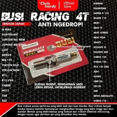 BUSI RACING IRIDIUM 4T YAMAGATA JAPAN BEAT SCOOPY SUPRA VARIO KIRANA KHARISMA SUPRA X 125 BLADE 110 BEAT BEAT FI BEAT STREET BEAT POP SPACY SCOOPY ESP VARIO 125 VARIO 150 PCX 125 CBU ADV SONIC CBR150 CB150 CRF REVO ABSOLUTE VARIO 110