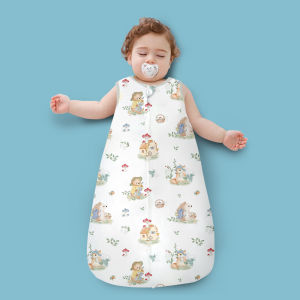 Einmilk Baby Bamboo Cotton Sleeveless Sleeping Bag Soft Lightweight Baby Wearable Blanket Sleeveless with Zipper QSB23