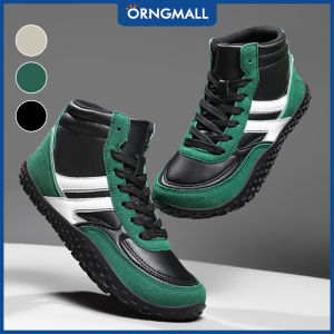 ORNGMALL Mens Casual High-Top Sneakers - High Quality Lace-Up Shoes with Non-Slip Rubber Sole PU Upper Durable Traction Footwear Casual Attire - Versatile Everyday Boots Hiking All-Terrain Tread for Outdoor