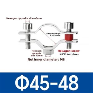 YESMILE 1Pcs OD 8-325mm Stainless Steel Pipe Bracket M8 Nut 304 Stainless Steel Pipe Support Bracket Polished Water Pipe Clamp for Water Pipe
