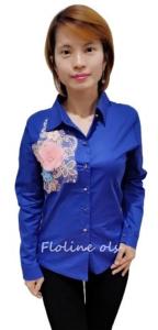 Floline Ols - Kemeja Strech Premium Bordir Aplikasi Kembang
