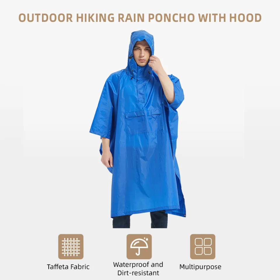 Rain Poncho with Hood Waterproof Rain Jackets Polyester Taffeta