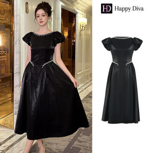 Happy Diva Womens Dresses Black Puff Sleeve Maxi Dress Wedding Formal Party Dress Student Graduation Ceremony Dress Casual Dress 45153