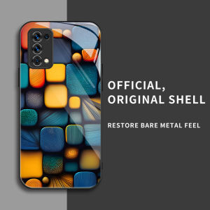 สำหรับ Oppo Realme 7 Pro เคสศัพท์ป้องกันการตกที่มีสี่เหลี่ยมเล็กๆ สีสันสดใส บุคลิกทันสมัย