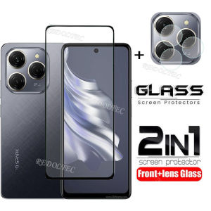 Tecno Spark 20 Pro 4G 2 in 1 Screen Protector+ Protector Full Cover Full Glue Tecno Spark 20Pro Spark20Pro Smart Tempered Glass Film Protection With Camera Flim Protection