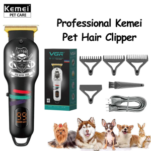 Kemei KM-427 Original Full Metal Professional Clipper Lithium Beard Trimmer LED Hair Cutting Machine For Dogs Shihtzu