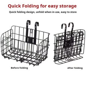 Foldable Metal Bike Basket with Bicycle front basket foldable bicycle rear basket mountain bike hard metal bag accessories