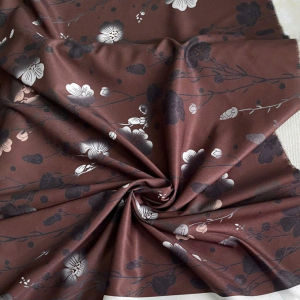 Vải Lụa Nâu Hoa Khổ 1m5 - Chất Mềm Mại Đàn Hồi Rũ Dịu - May Đầm Áo Dài Đồ Bộ Đồ Ngủ