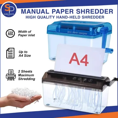 Manual Paper Shredder A4 size 3mm Strips Hand Rotating Paper Shredder