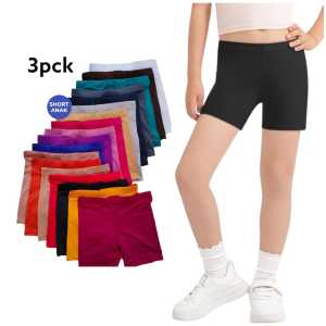 3pcs SHORT Hitam Anak Perempuan 1-8 Tahun STRIT / Legging PENDEK Anak Cewe HITAM