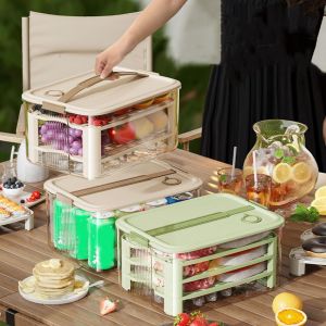 J2UQR3 มือถือแบบมือถือ กล่องเก็บผักและผลไม้ รักษาความสดใหม่ พลาสติกทำจากพลาสติก ภาชนะเก็บอาหาร แบบพกพาได้ กันฝุ่นกันฝุ่น กล่องเก็บของในตู้เย็น สำหรับบ้าน